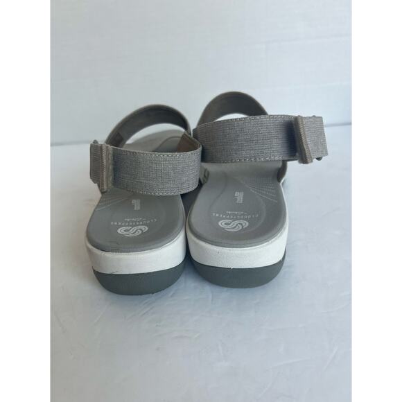 CLARKS Cloudsteppers Arla Jacory Strappy Wedge Gray/White Comfort Sandals 10M - Picture 6 of 11